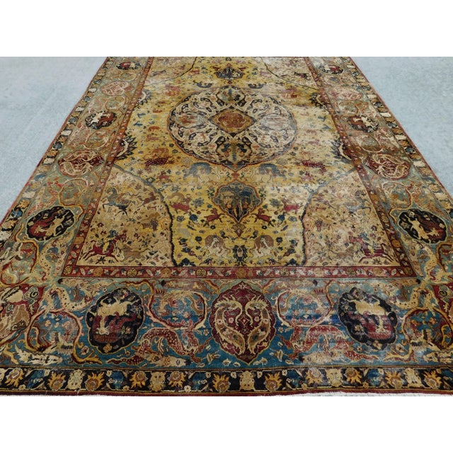 Tan 1920s Antique Hand Knotted Agra Rug 8'9"x 12'7" For Sale - Image 8 of 13