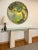 Forest Green Postmodern Round Draped Collage Painting For Sale - Image 8 of 10
