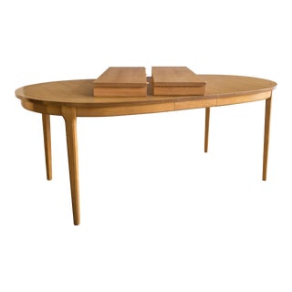 1960s Mid Century Modern Oval Dining Table With 3 Leaves For Sale