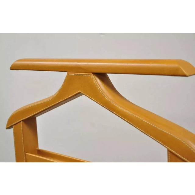 Late 20th Century Modern Saddle Leather Italian Gentleman's Clothing Valet Suit Butler Stand For Sale - Image 12 of 12