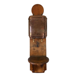 French Provincial Copper Lavabo Fountain on Oak Board, 19th Century