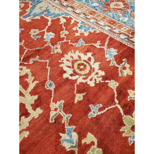 Late 19th Century Antique Persian Sultanabad Carpet, Handmade Oriental Rug, Red, Light Blue & Gold For Sale - Image 5 of 18