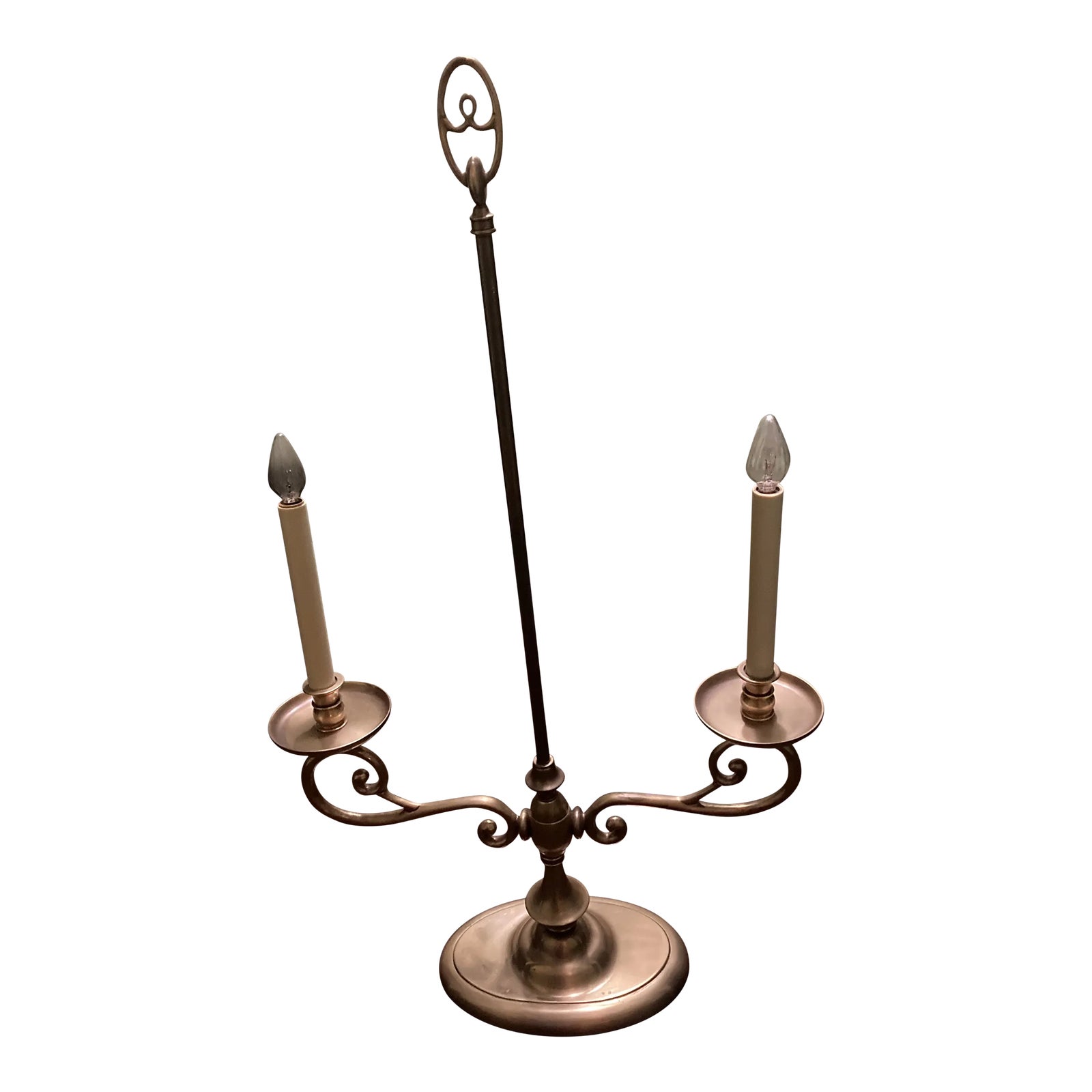 Contemporary Chapman Two Candle Pewter Table Lamp Chairish