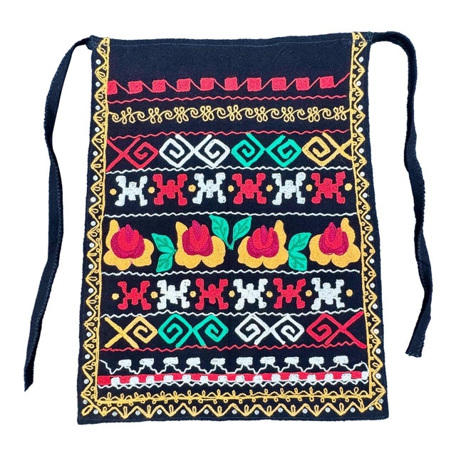 1980s Traditional Bulgarian Folklore Embroidered Apron For Sale