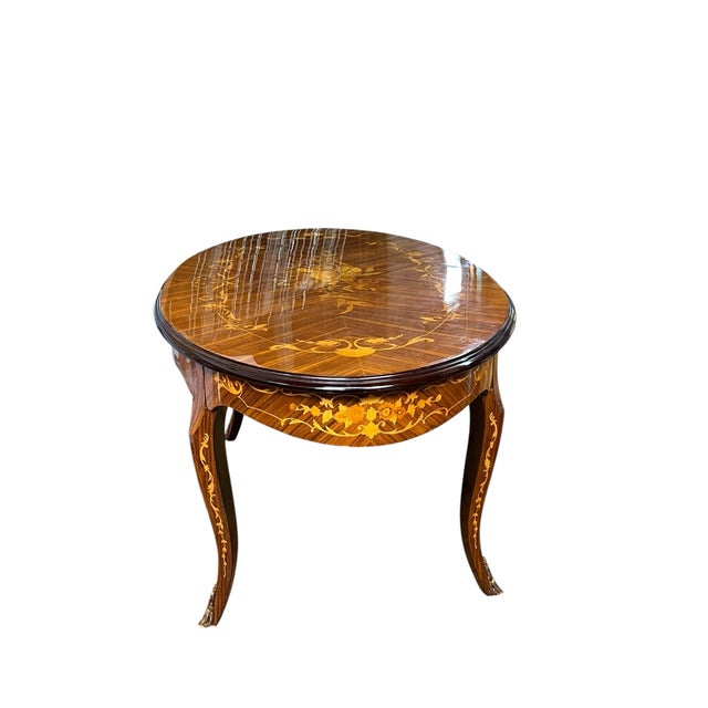1950s Mid Century Inlaid Italian Oval Coffee Table For Sale - Image 5 of 10