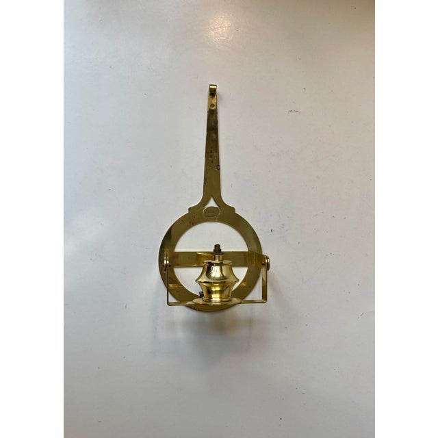 Gold Vintage Nautical Wall-Hung Oil Lamp in Brass by G. V. Harnish, Denmark, 1980s For Sale - Image 8 of 8