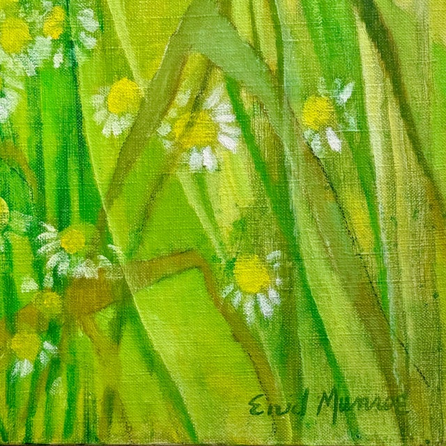 Mid-Century Modern Enid Munroe “Daisies” Mid Century Oil on Canvas Painting For Sale - Image 3 of 9
