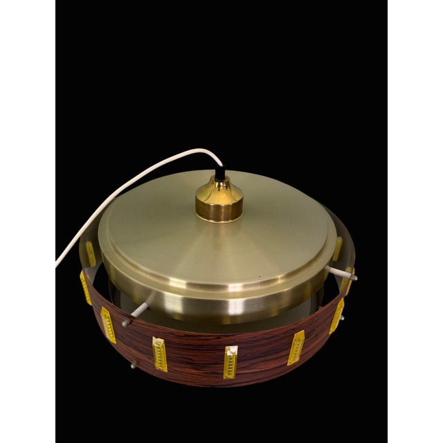 Brown Mid-Century Danish Pendant Light with Rosewood Finish, 1960s For Sale - Image 8 of 9