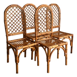 Mid-Century Bamboo and Rattan Chairs, 1960s, Set of 4 For Sale