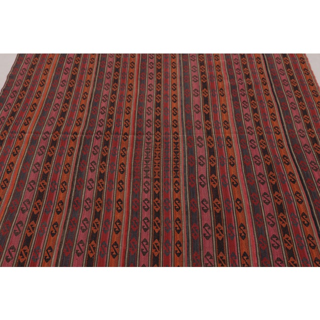 Rug & Kilim Vintage Persian Kilim, Vertical Stripes With Vibrant Tribal Motifs - Rug & Kilim For Sale - Image 4 of 8