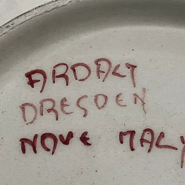 1920's Antique Italian "Ardalt" Dresden Rococo Baroque Style Applied Flower W/ Cherub Display Plates a - Pair For Sale - Image 11 of 12