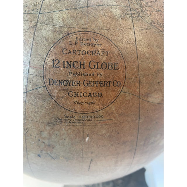 Bronze Antique Desktop World Globe - Denoyer-Geppert Cartocraft For Sale - Image 8 of 9