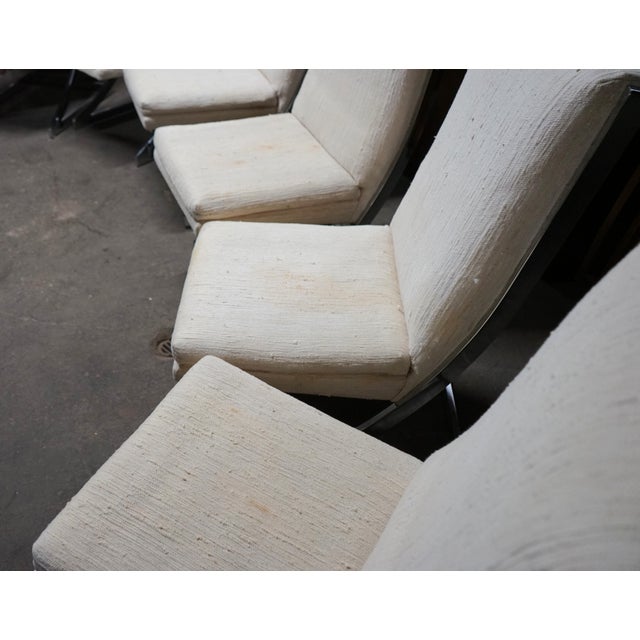 Modern 1970s Set of 6 "Z" Upholstered Dining Chairs With Chrome Frames by Milo Baughman for Dia For Sale - Image 3 of 12
