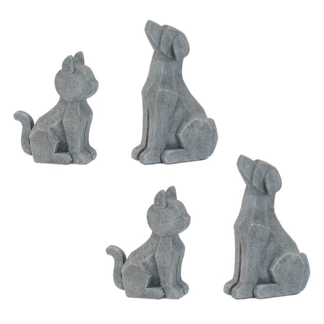 Kenneth Ludwig Chicago Modern Sitting Dog and Cat Figurine (Set of 4) For Sale - Image 4 of 4