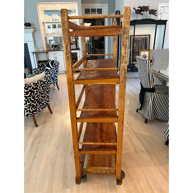 Early 20th Century Early 20th Century Rolling Industrial Factory Shoe Rack Display From Massachusetts For Sale - Image 5 of 12