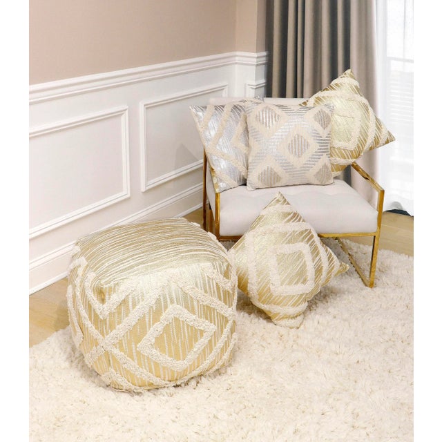 Pasargad Home Grandcanyon Gold Cotton Pouf For Sale - Image 10 of 11
