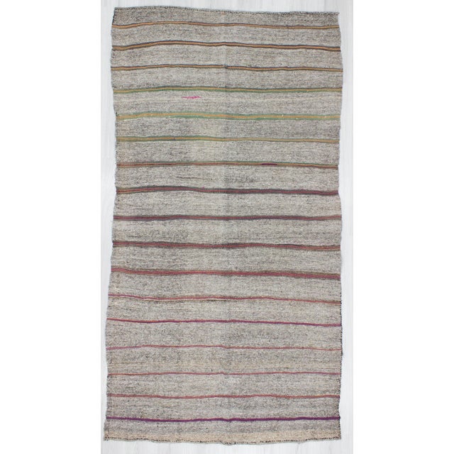 1960s Turkish Striped Gray Kilim Rug For Sale In Los Angeles - Image 6 of 6