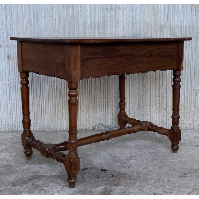 Spanish Early 20th Spanish Mobila Country Farm Desk with, Side Table or Butcher Block For Sale - Image 3 of 18