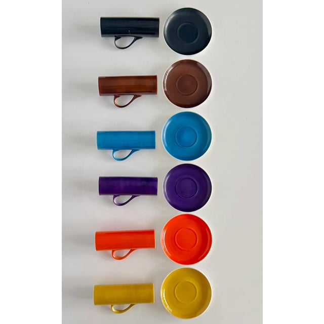 1950s 1959 LaGardo Tackett Porcelain Espresso Coffee Cups and Saucers for 6 Servings Multicolor - Set of 12 Pieces For Sale - Image 5 of 8