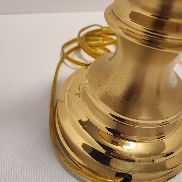2000 - 2009 Stiffel Neoclassical Polished Brass Candlestick Table Lamp For Sale - Image 5 of 11