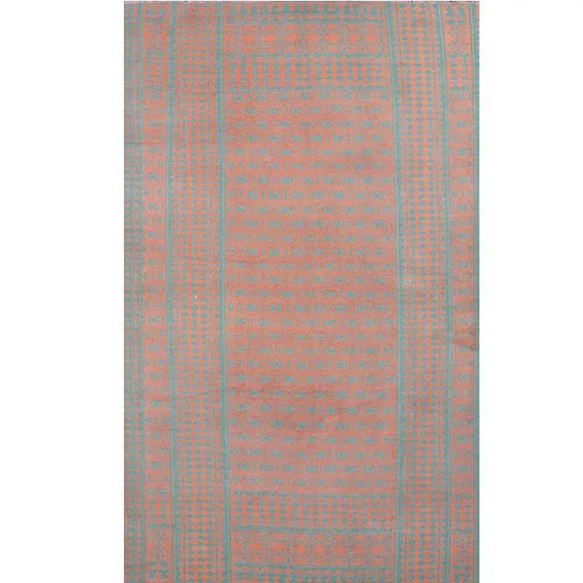 Salmon Handwoven Vintage Scandinavian Style Kilim Rug - 5'4″ × 8′10″ For Sale - Image 8 of 8
