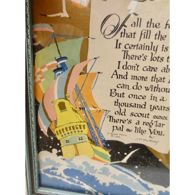 Printmaking Materials Antique Art Deco Motto Print, Original Frame 1926 For Sale - Image 7 of 7