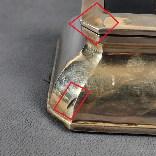 Black Antique Edwardian Inkwell in 925 Sterling Silver by Mappin & Webb, 1890s For Sale - Image 8 of 11