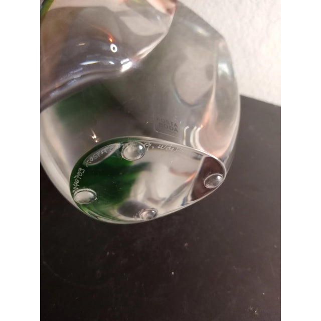 Glass 1980s Signed Goran Warff Kosta Boda Green/Blue Sommerso Mirage Vase For Sale - Image 7 of 9