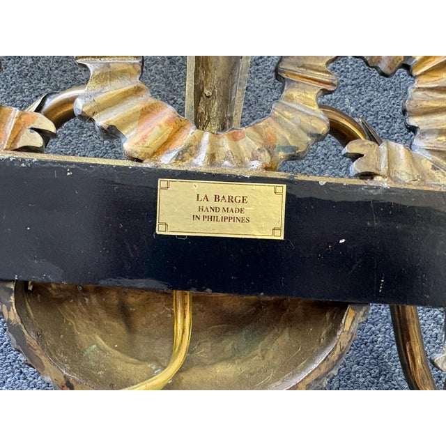 Vintage Large La Barge Hollywood Regency Style Brass 2-Light Wall Sconces - A Pair For Sale - Image 10 of 11