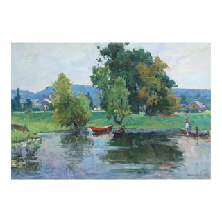 1970s Impressionism Oil Painting: Rural Summer Landscape For Sale