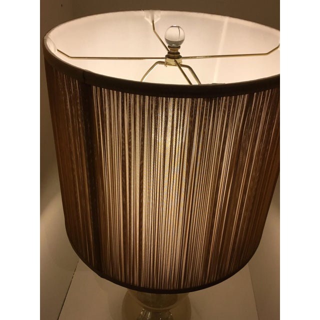 Modern Gold Dust Triple Gourd Glass Table Lamp With Pleated Shade For Sale - Image 4 of 5