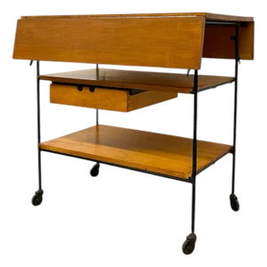 Vintage Paul McCobb Planner Group Drop-Leaf Rolling Cart for Winchendon Furniture