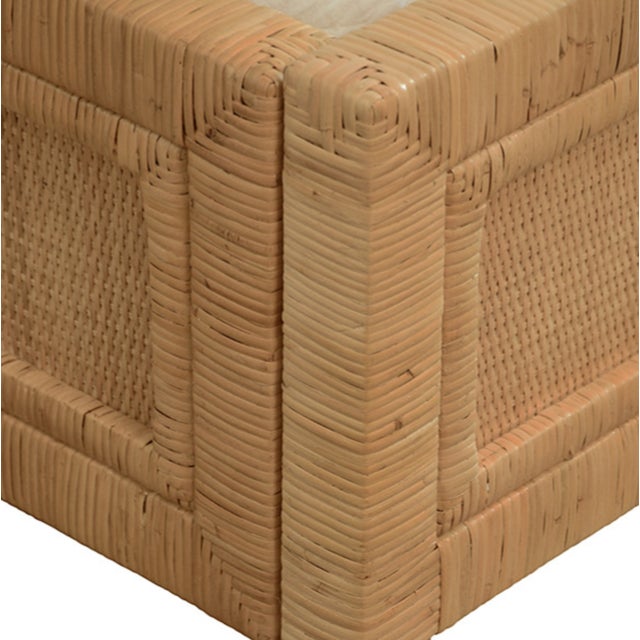 2020s Matthew Izzo Home Dolly Queen Winged Rattan Bedframe For Sale - Image 5 of 10