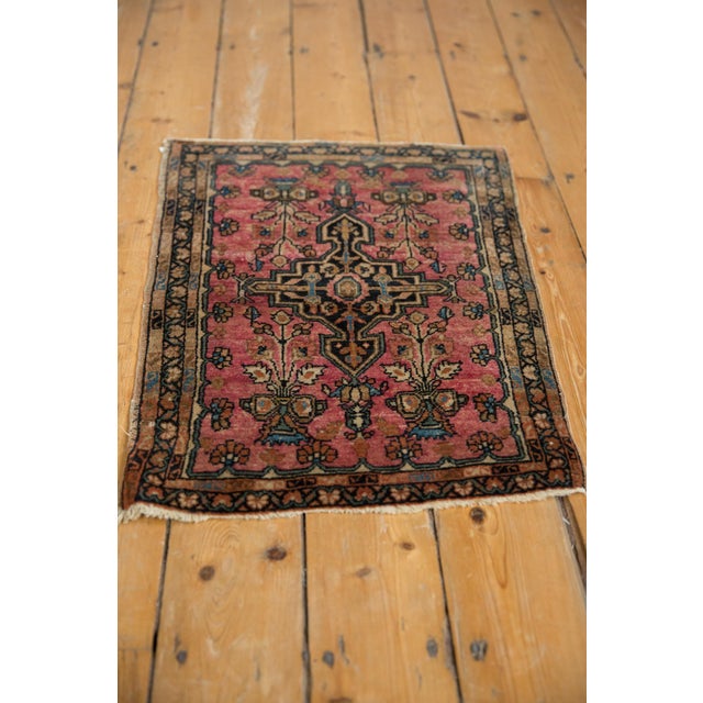 Raspberry Red Vintage Farahan Sarouk Square Rug Mat - 1'10" X 2'5" For Sale - Image 8 of 9