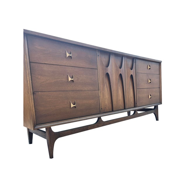 Broyhill Brasilia Broyhill Brasilia Long Dresser Lowboy or Credenza in Vintage Mid Century Modern Style, Attributed For Sale - Image 4 of 12
