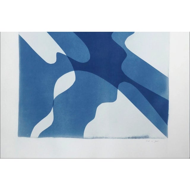 Contemporary 2021 "Shaky Shadows" Abstract Cyanotype on Watercolor Paper For Sale - Image 3 of 11