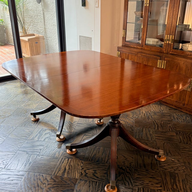 Baker Georgian Style Double Pedestal Mahogany Dining Table For Sale - Image 9 of 16