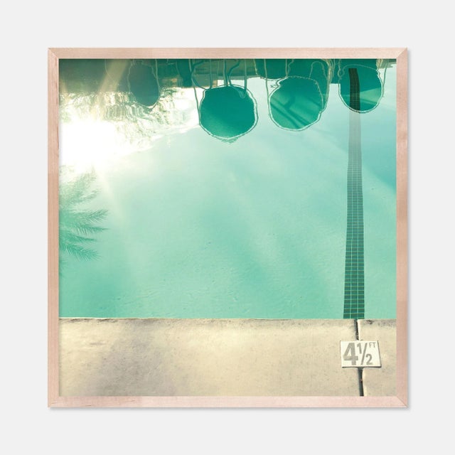 Contemporary Pool Reflections by Christine Flynn in Natural Maple Framed Paper, Large Art Print For Sale - Image 3 of 3