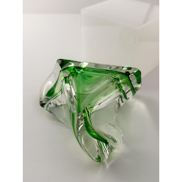 Green Vintage Triangular Art Glass Dish by Max Verboeket, 1960s For Sale - Image 8 of 11