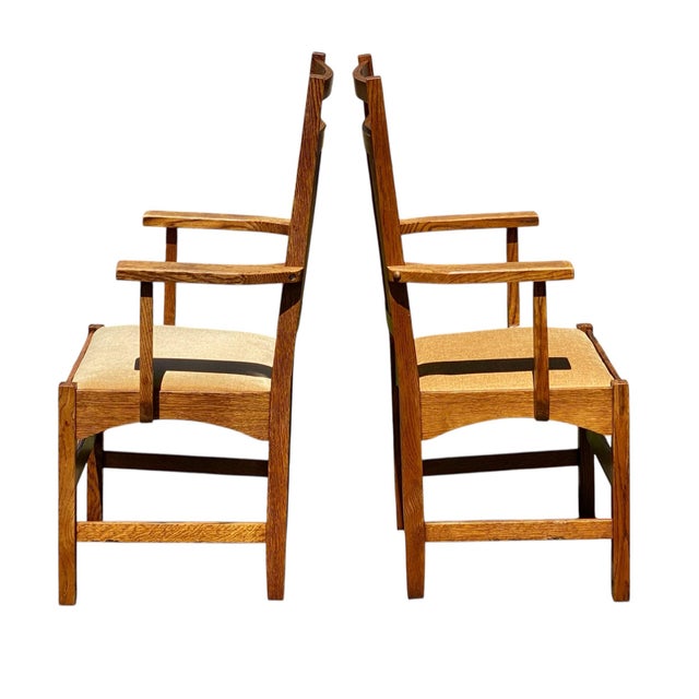 Set of 6 Arts & Crafts / Mission Oak Dining Chairs Stickley Harvey Ellis Style For Sale - Image 11 of 12