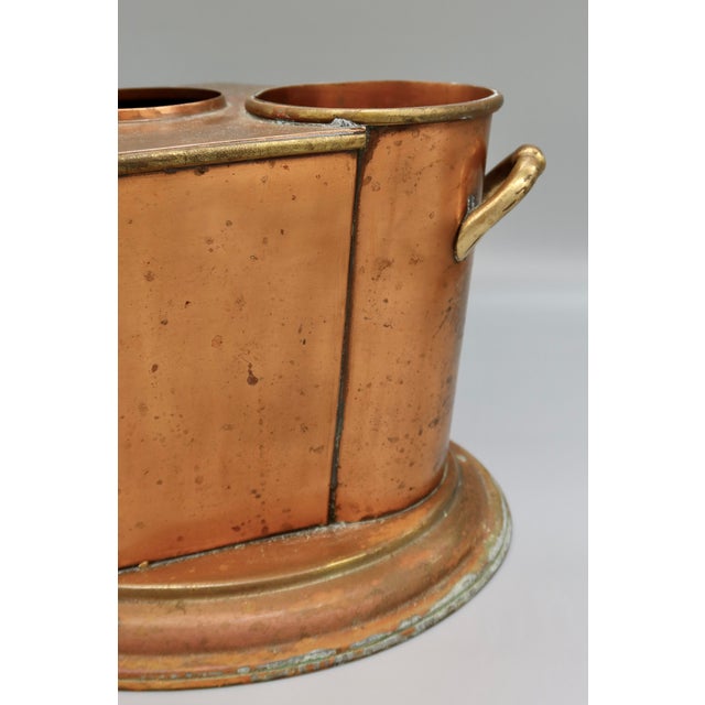 Vintage Art Deco Copper & Brass Double Wine Cooler With Center Ice Well For Sale In Austin - Image 6 of 9