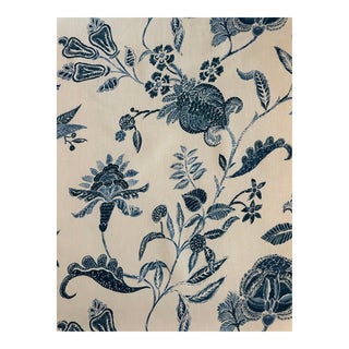 Carolina Irving Textiles Calico Linen Fabric in Blue 3 Yards For Sale