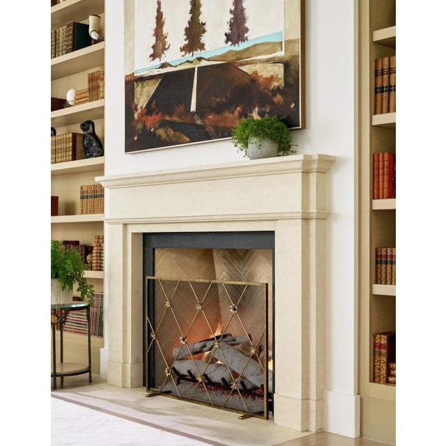 Brown Tobacco Flora Fireplace Screen For Sale - Image 8 of 12