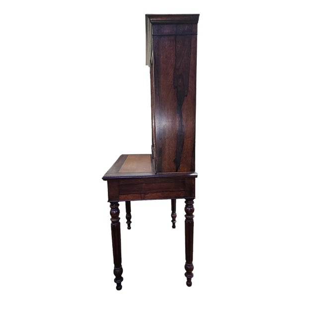 Wood Early 1900s Dutch Rosewood Bonheur Du Jour Writing Desk and Mirrored Cabinet For Sale - Image 7 of 7