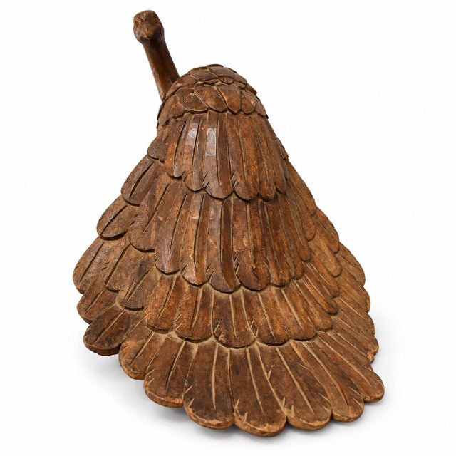 Folk Art Mid-Century Large Scale Indian Carved Wood Folk Art Peacock Sculpture Figurine For Sale - Image 3 of 5