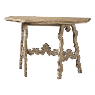 Rustic Oak Spanish-Style Console Table For Sale