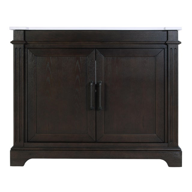 Spritely Home Accent Furniture Maurice 42 in. W Wood & Quartz Single Bathroom Vanity, Chocolate For Sale - Image 4 of 9