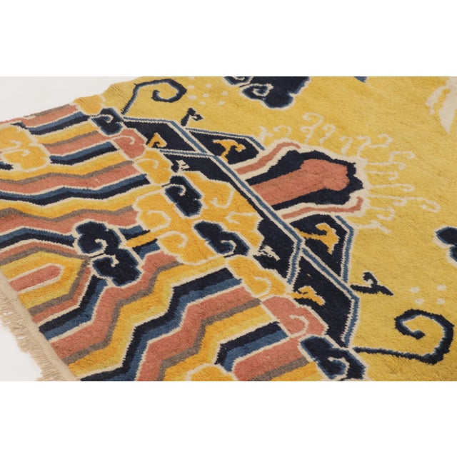 1940s Antique Chinese Ningxia Pillar Runner With Imperial Dragon Motif - Rug & Kilim For Sale - Image 5 of 9