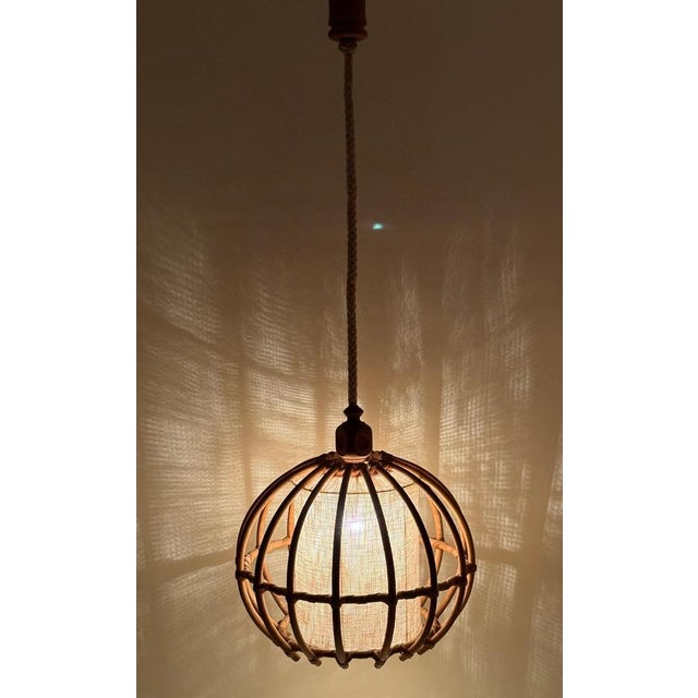 Large Bamboo Globe Pendant Lamp, Italy, 1970s For Sale - Image 11 of 14