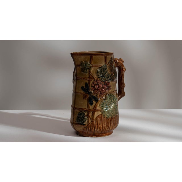 Ceramic 1900s French Amber Barbotine Ceramic Jug For Sale - Image 7 of 15